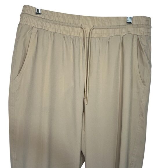 GapFit Drawstring Athletic Pants Womens Large Beige Pockets Track Athleisure - Picture 2 of 5